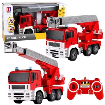 LEAN TOYS Feuerwehrfahrzeug mit 660° drehendem Ausleger, ferngesteuert RC 1:20