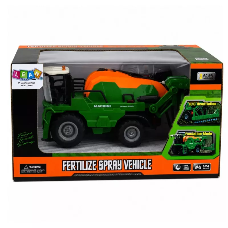 LEAN TOYS Mähdrescher mit Sprühfunktion, Lichter, Geräusche, 1:24