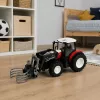 LEAN TOYS RC Roter ferngesteuerter landwirtschaftlicher Traktor mit Ballengreifer 1:24