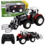 LEAN TOYS RC Roter ferngesteuerter landwirtschaftlicher Traktor mit Ballengreifer 1:24
