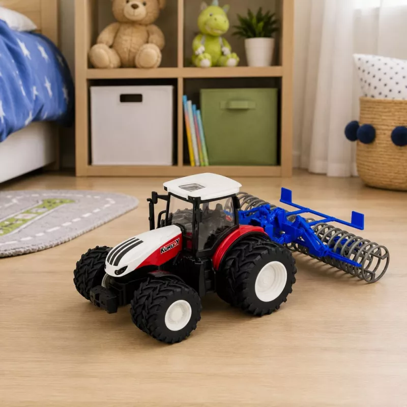 LEAN TOYS Ferngesteuerter Traktor mit Walze RC Lichter Rot 1:24