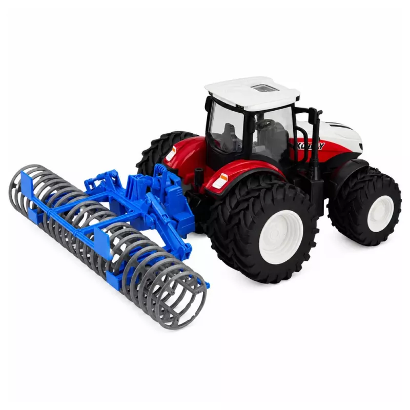 LEAN TOYS Ferngesteuerter Traktor mit Walze RC Lichter Rot 1:24