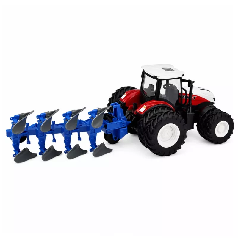 LEAN TOYS RC-Fernlenktraktor mit Doppelpflug Rot 1:24