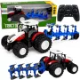 LEAN TOYS RC-Fernlenktraktor mit Doppelpflug Rot 1:24
