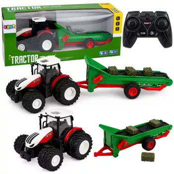 LEAN TOYS Landwirtschaftlicher Traktor mit Förderband, RC Ballenlichter, ferngesteuert, Maßstab 1:24