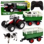 LEAN TOYS Fernbedienung RC Traktor mit Anhänger und Kuhfigur 1:24