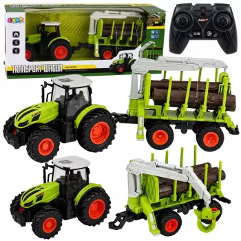 LEAN TOYS RC-Fernlenktraktor mit Forstanhänger und Holzgreifer 1:24