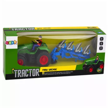 LEAN TOYS RC Traktor mit Pflug und Bauer, ferngesteuert, Lichter, Grün, 1:24