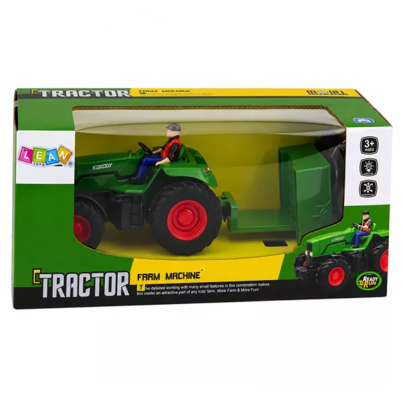 LEAN TOYS Ferngesteuerter RC Landwirtschaftstraktor mit Anhänger Farmer 1:24