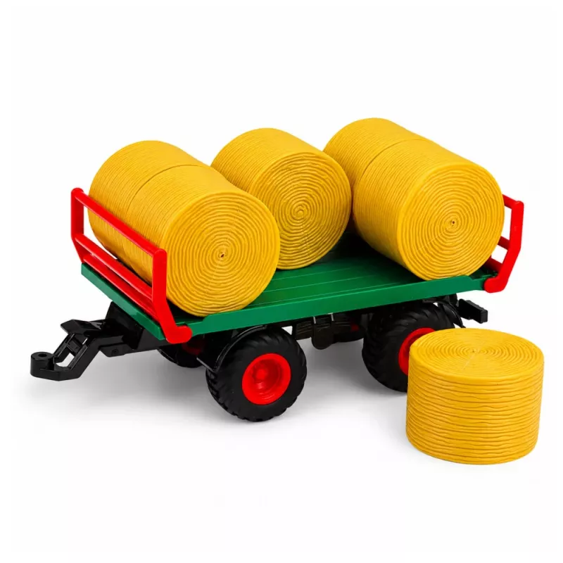 LEAN TOYS Ferngesteuerter RC Traktor mit Heuballen-Anhänger und Beleuchtung 1:24