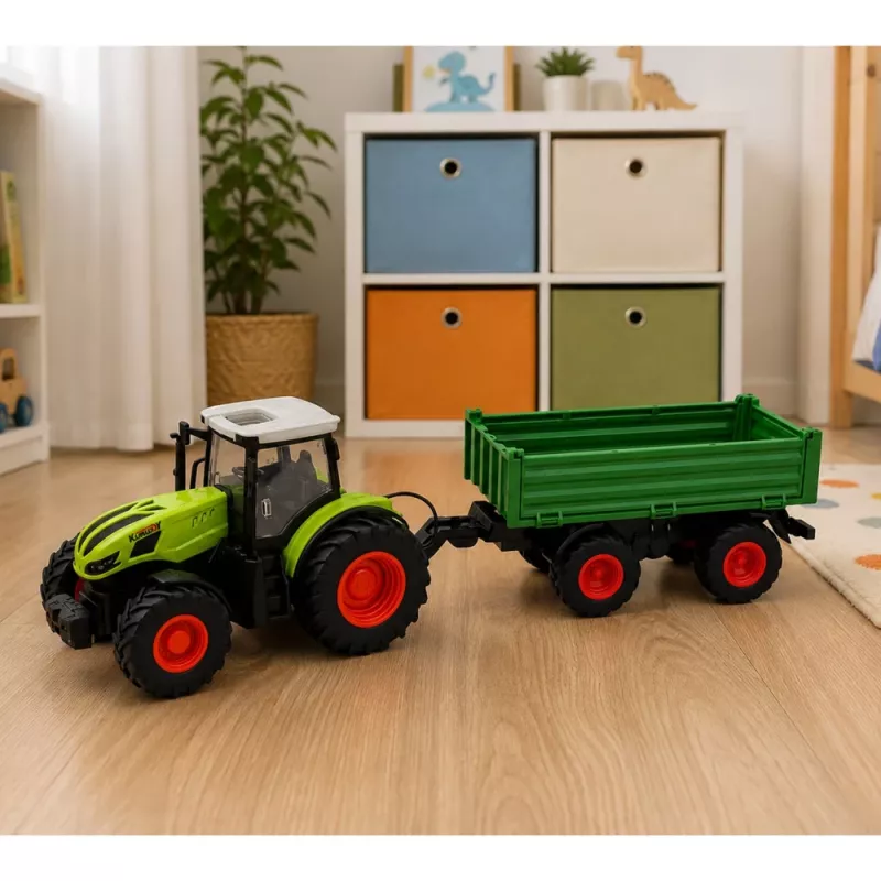 LEAN TOYS RC Landwirtschaftstraktor mit Kipper-Anhänger Grün 1:24