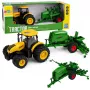 LEAN TOYS Traktor mit Sämaschine und Kultivator, Licht und Sound, Gelb, 1:24