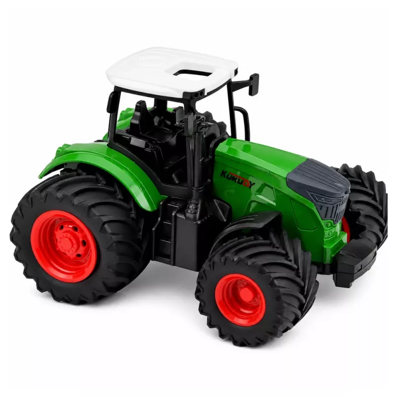 LEAN TOYS Landwirtschaftlicher Traktor mit Doppelscharpflug, Gummireifen, Grün, 1:24