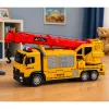 LEAN TOYS Truck mit Kran und Fahrzeugtransporter Lichter Geräusche Gelb