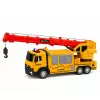 LEAN TOYS Truck mit Kran und Fahrzeugtransporter Lichter Geräusche Gelb
