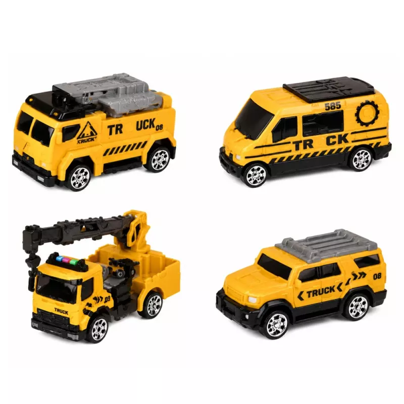 LEAN TOYS Truck mit Kran und Fahrzeugtransporter Licht Sound Grün