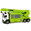 LEAN TOYS Truck mit Kran und Fahrzeugtransporter Licht Sound Grün