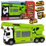 LEAN TOYS Truck mit Kran und Fahrzeugtransporter Licht Sound Grün