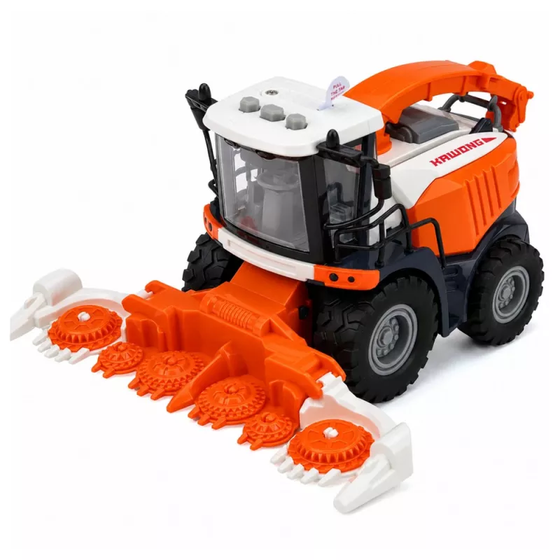 LEAN TOYS Landwirtschaftlicher Mähdrescher mit Schneidwerk und Pflug, Bauernfiguren, Pferd, Licht und Sound, 4-teilig