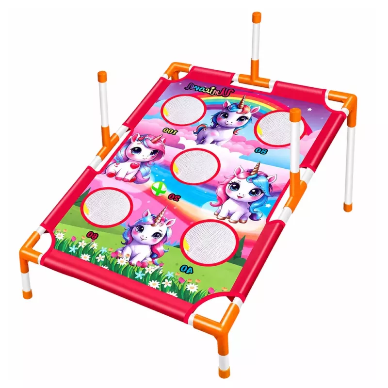 LEAN TOYS 4-in-1 Unicorn Target Toss Game mit Ringen und Scheiben