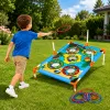 LEAN TOYS 4-in-1 Zielwurf-Geschicklichkeitsspiel mit Brett, Beuteln, Reifen, Frisbee