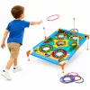 LEAN TOYS 4-in-1 Zielwurf-Geschicklichkeitsspiel mit Brett, Beuteln, Reifen, Frisbee