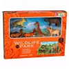 LEAN TOYS Set Wildtiere Figuren Fuchs Giraffe Nilpferd Hirsch Park 3D-Brett