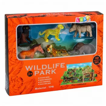 LEAN TOYS Wild Animals Figures Set Leopard Tiger Elephant Horse Park 3D Board