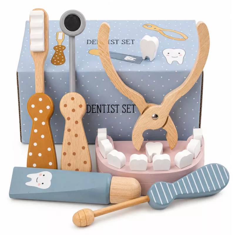 LEAN TOYS Holz-Zahnarzt-Set Kleiner Zahnarzt