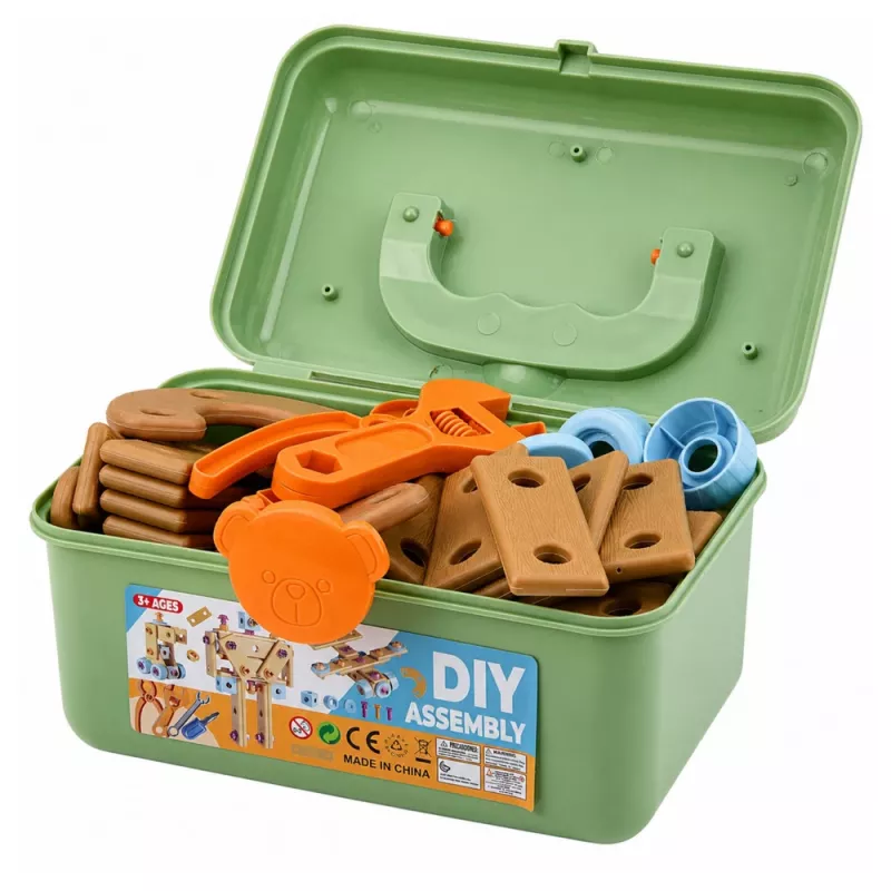LEAN TOYS Schraubendreher-Baukasten mit Bausteinen im Koffer, 190 Teile