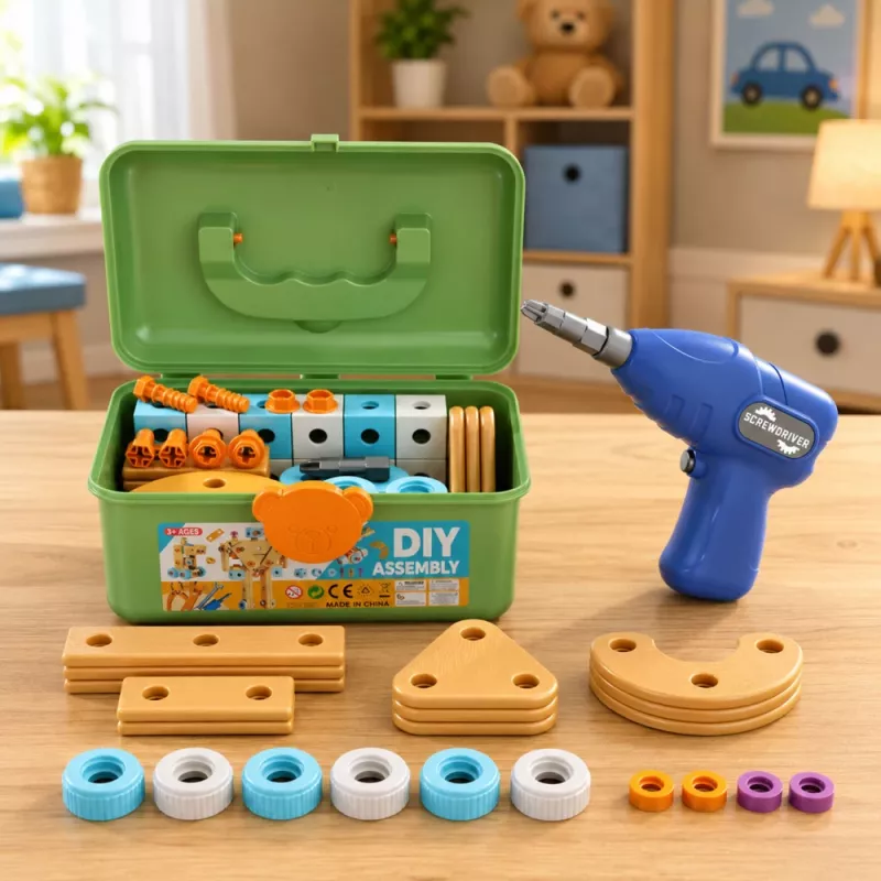 LEAN TOYS Schraubendreher-Baukasten mit Bausteinen im Koffer, 190 Teile