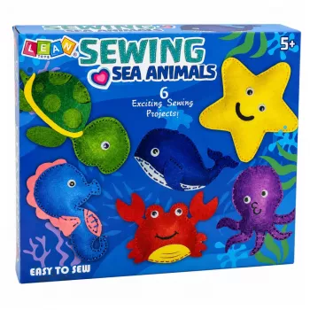 LEAN TOYS Kreativset Kuscheltiere zum Nähen Filz DIY Meerestiere 6 Stk.