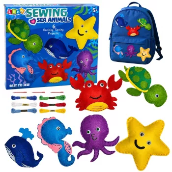 LEAN TOYS Kreativset Kuscheltiere zum Nähen Filz DIY Meerestiere 6 Stk.