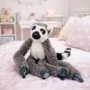 LEAN TOYS Plüsch-Lemur Maskottchen Kuscheltier mit Klettpfoten zum Aufhängen, 50 cm, Grau/Weiß/Schwarz