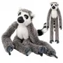 LEAN TOYS Plüsch-Lemur Maskottchen Kuscheltier mit Klettpfoten zum Aufhängen, 50 cm, Grau/Weiß/Schwarz