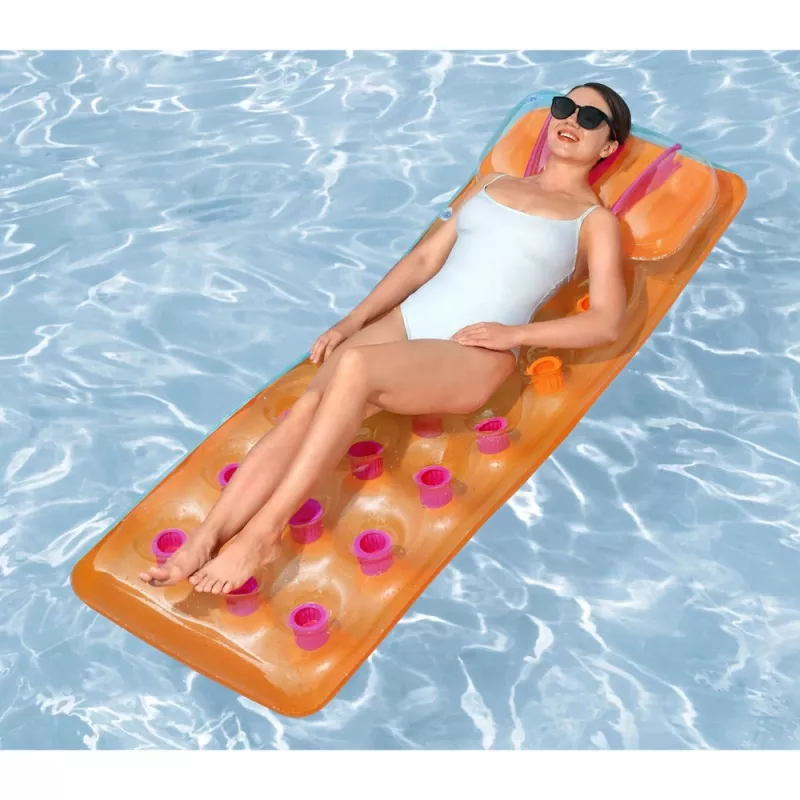 Bestway 43015 Aufblasbare Luftmatratze für Schwimmbad, Orange, 183x69x15 cm