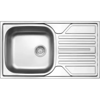 DEANTE 1-Bowl Spüle aus Edelstahl mit Abtropffläche - 3.5 Zoll Ablauf