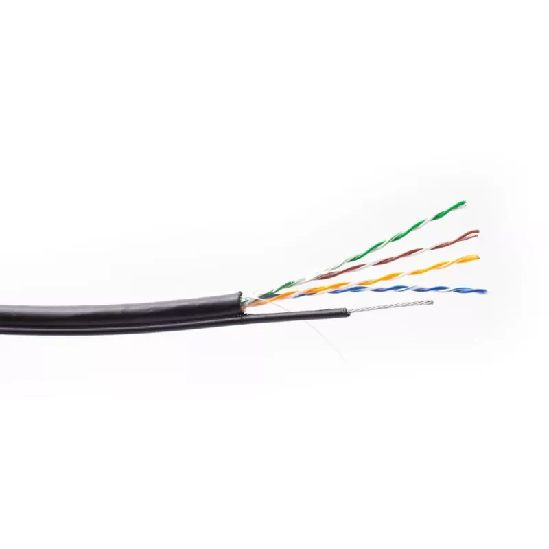 GETFORT Cat.5e U/UTP Außenkabel mit Tragseil 305m Schwarz