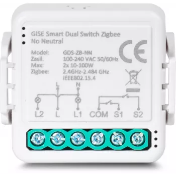 GISE Smartes Doppelrelais-Modul (ohne Neutralleiter) Zigbee Tuya GDS-ZB-NN