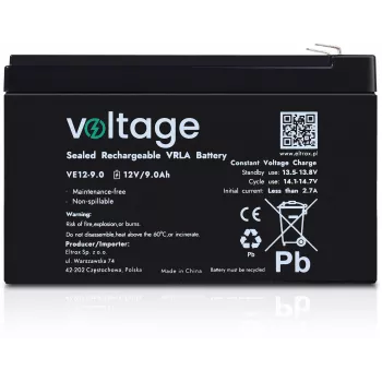 VOLTAGE AGM Batterie 12V 9Ah VE12-9.0 (6-9 Jahre Lebensdauer)