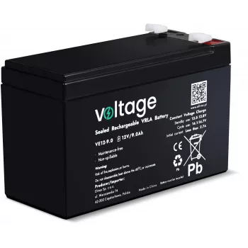 VOLTAGE AGM Batterie 12V 9Ah VE12-9.0 (6-9 Jahre Lebensdauer)