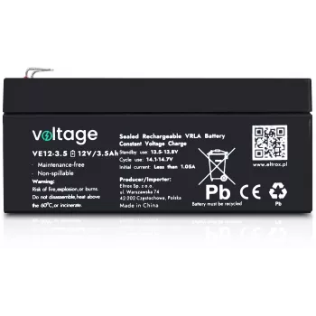 VOLTAGE AGM Batterie 12V 3,5Ah VE12-3.5 (6-9 Jahre Lebensdauer)