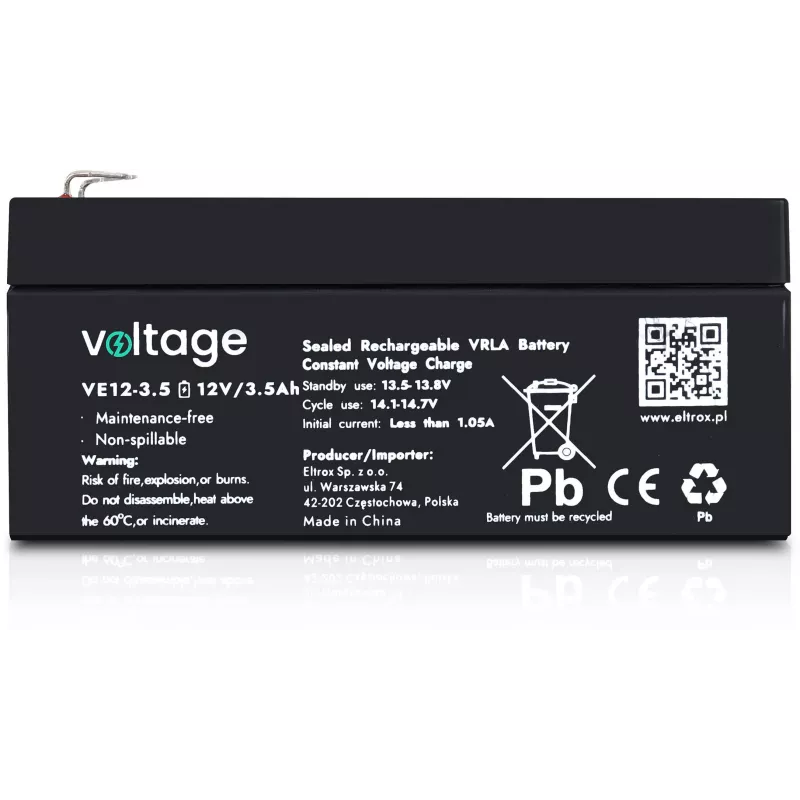 VOLTAGE AGM Batterie 12V 3,5Ah VE12-3.5 (6-9 Jahre Lebensdauer)