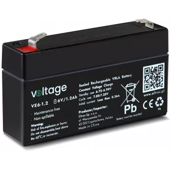 AGM-Batterie Voltage 6V 1,2Ah VE6-1.2 (Design Life 6-9 Jahre)