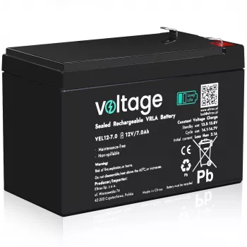 Voltage Long Life AGM Batterie 12V 7Ah VEL12-7.0 (15 Jahre Designlebensdauer)