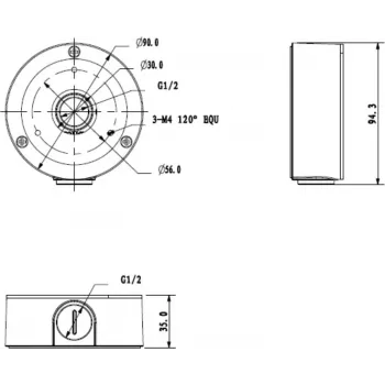 MITON MT-P134 Hermetische Anschlussdose IP55 100x100x50mm Lichtgrau