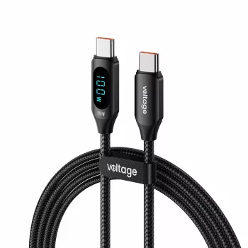 USB-C auf USB-C Kabel Voltage PowerDisplay 100W PD 1m Schwarz