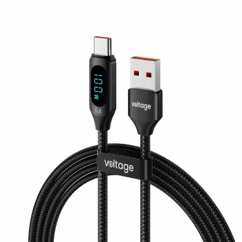 USB-A auf USB-C Kabel Voltage PowerDisplay 66W 100cm Schwarz