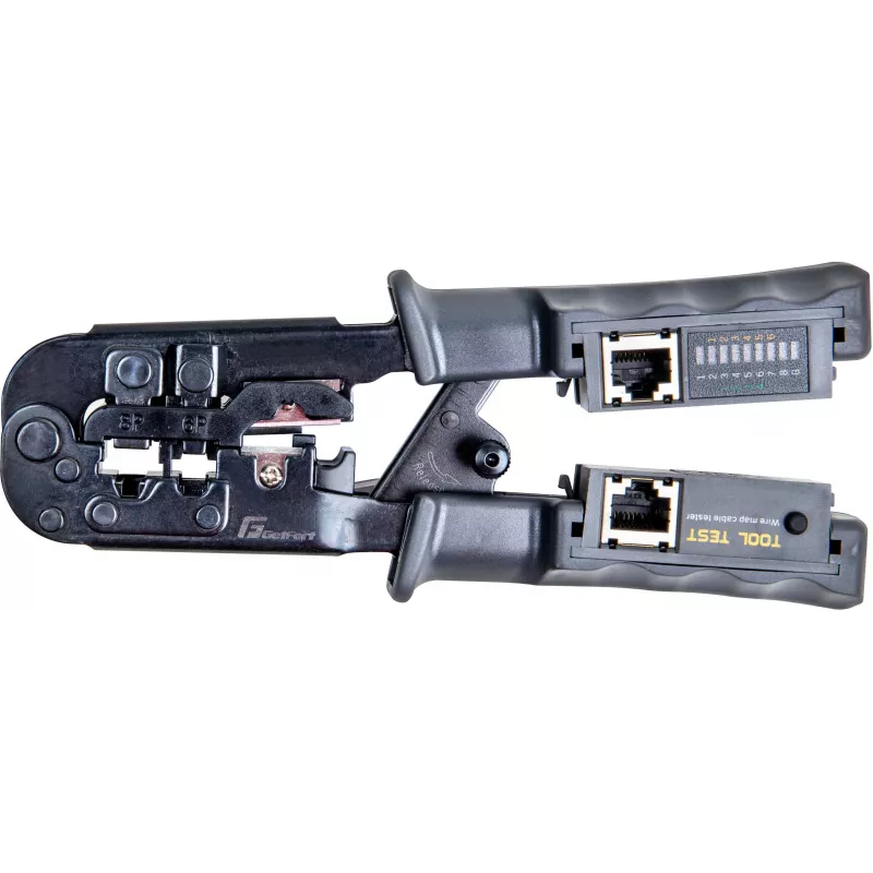 Getfort Netzwerkkabel-Crimper 8P8C/RJ-45, 6P6C/RJ-12, 6P4C/RJ-11 mit integriertem Tester