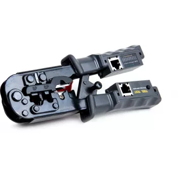 Getfort Netzwerkkabel-Crimper 8P8C/RJ-45, 6P6C/RJ-12, 6P4C/RJ-11 mit integriertem Tester